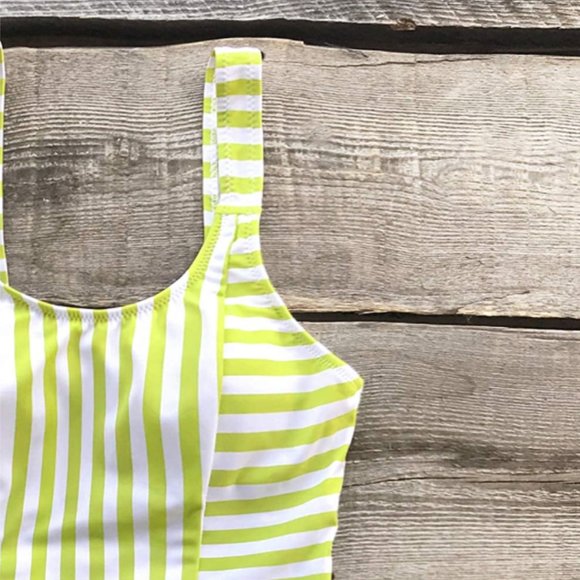 Cupshe Green & White Striped One Piece Swimsuit - Picture 3 of 6